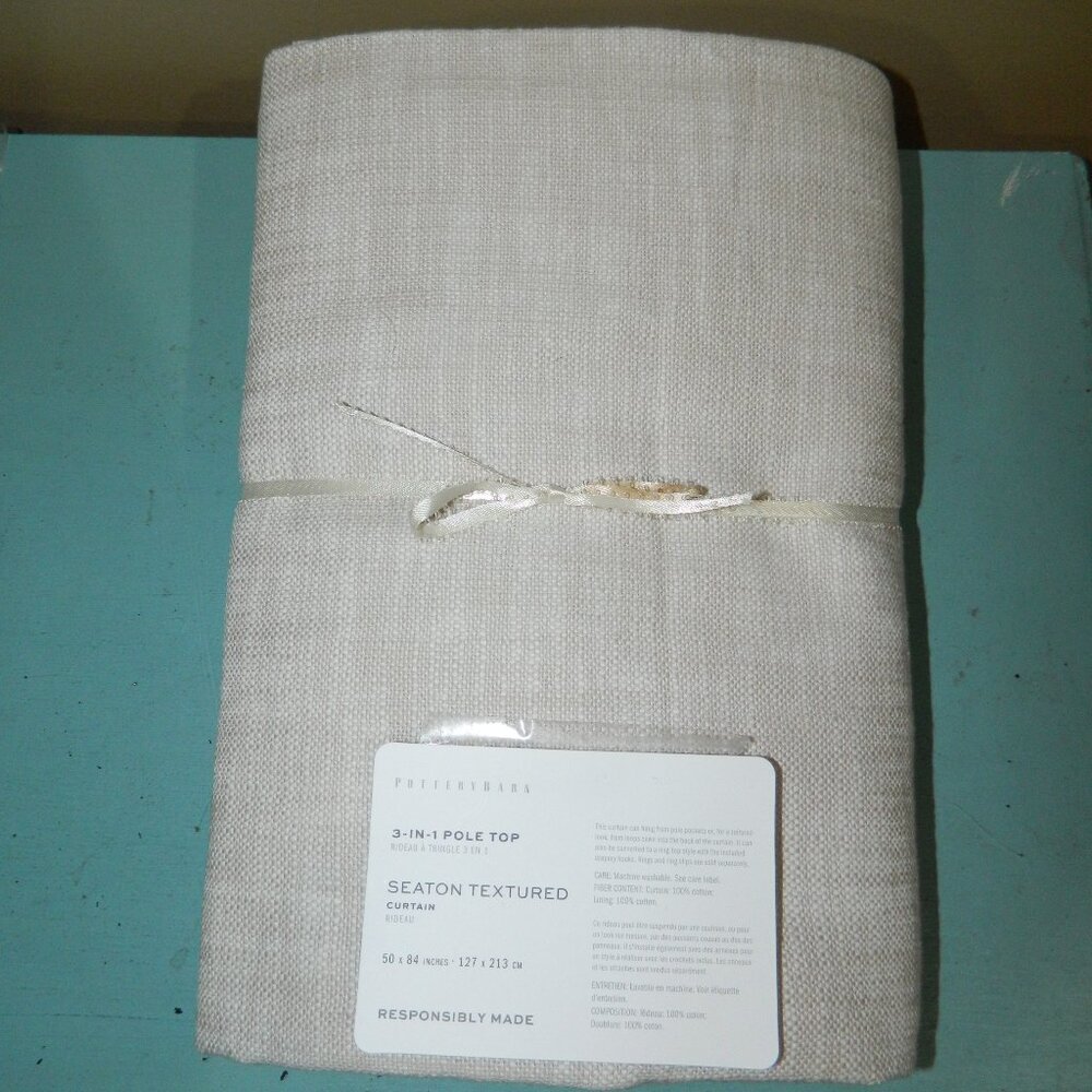 Pottery Barn Seaton Textured Cotton Curtain, 50x84, Oatmeal (II-5)